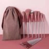 makeup brushes- 13 brown brushes with storage sponge