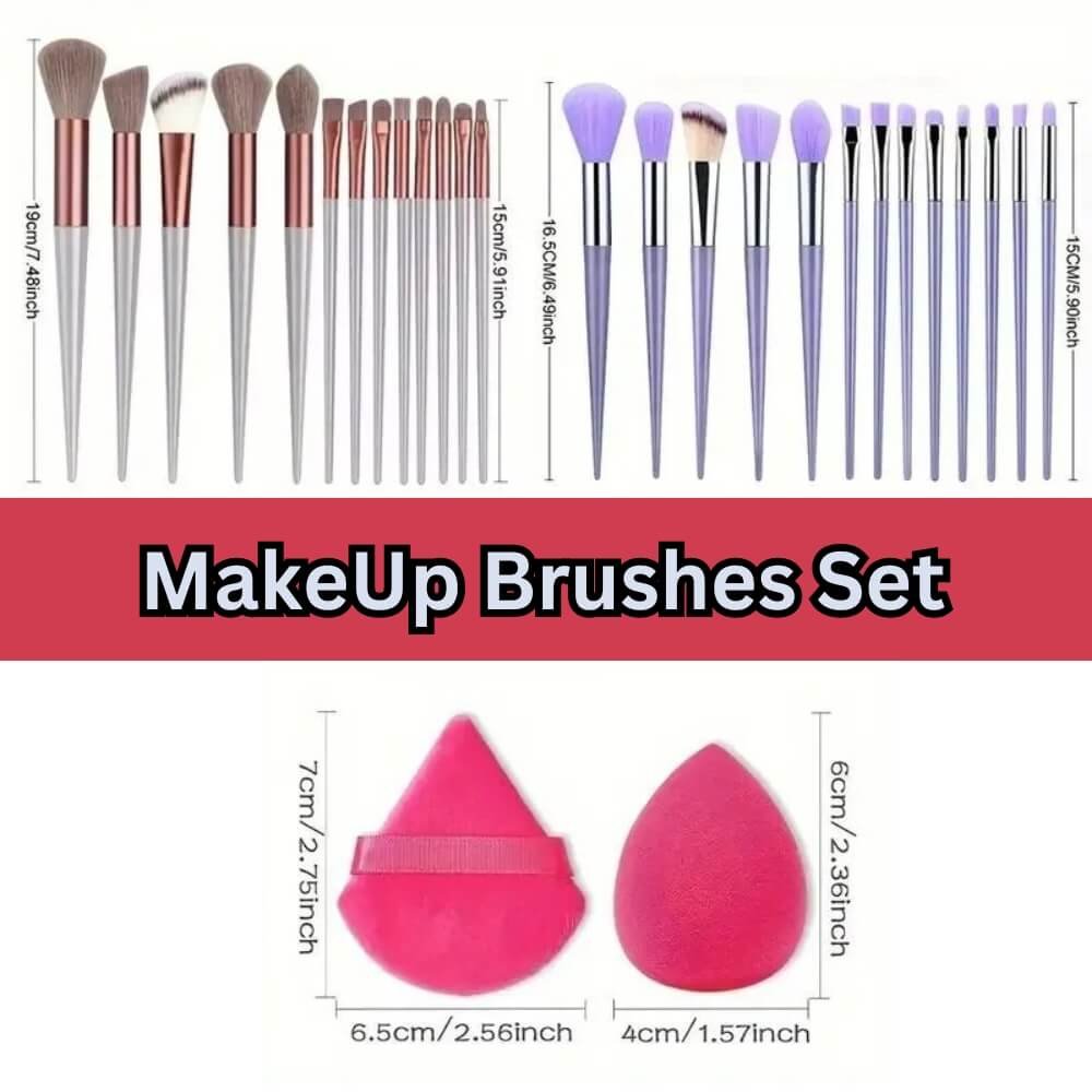 Makeup Brushes™- 13 makeup brushes set and sponges specifications