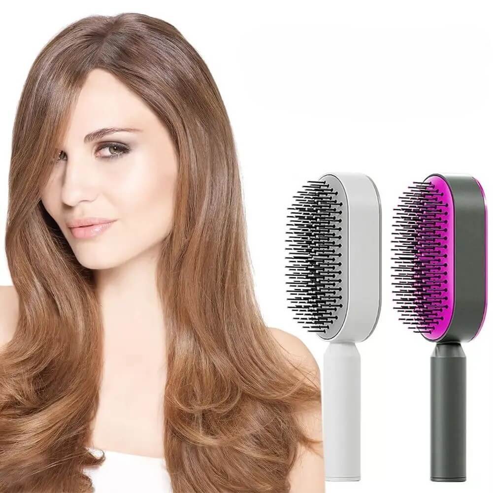 hair brush - beautiful girl with beautiful silky hair