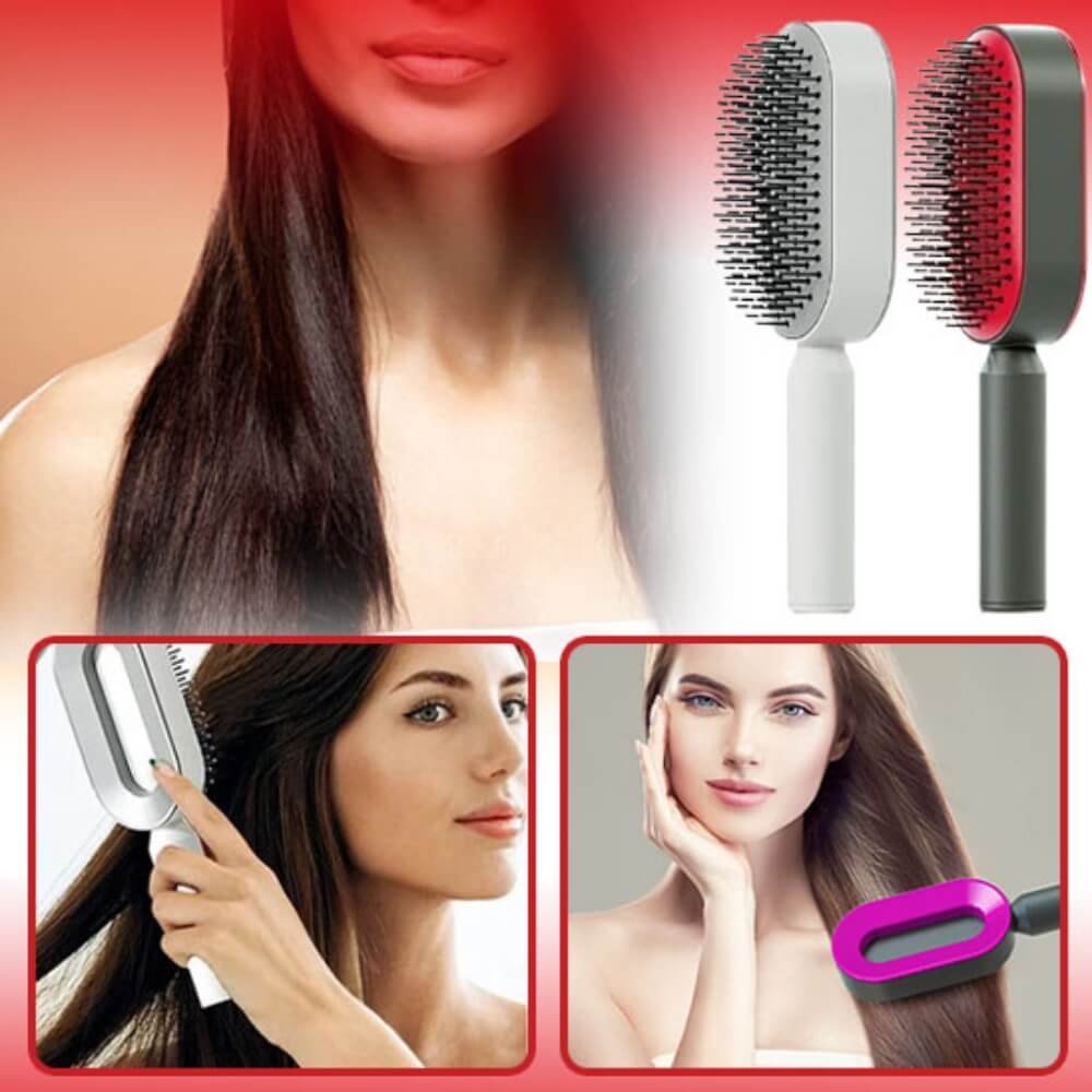 hair brush - female customers brushing their hair hair brush - female customers brushing their hair