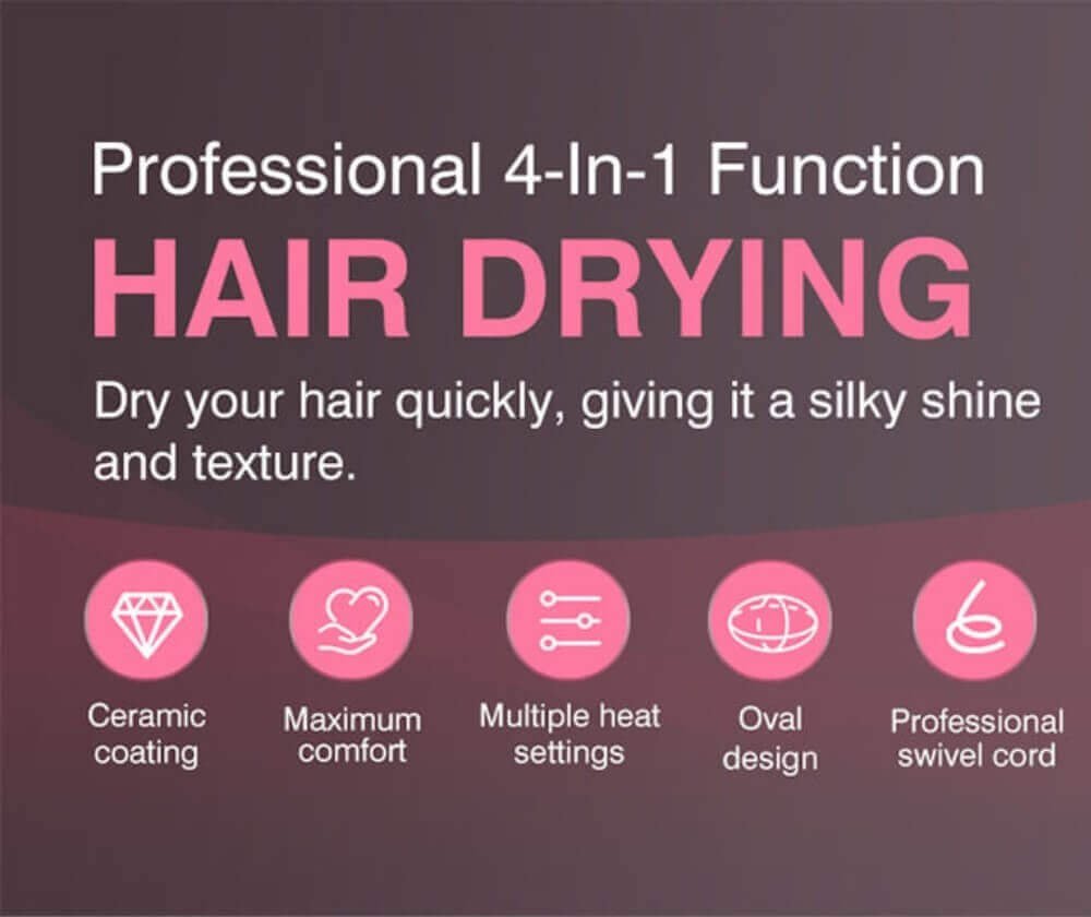 hot air brush - 4 in 1 hair drying giving it silky shine and texture