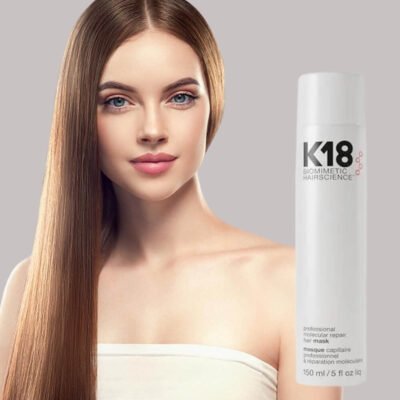 k18 hair mask - dark blond haired girl with beautiful straight hair