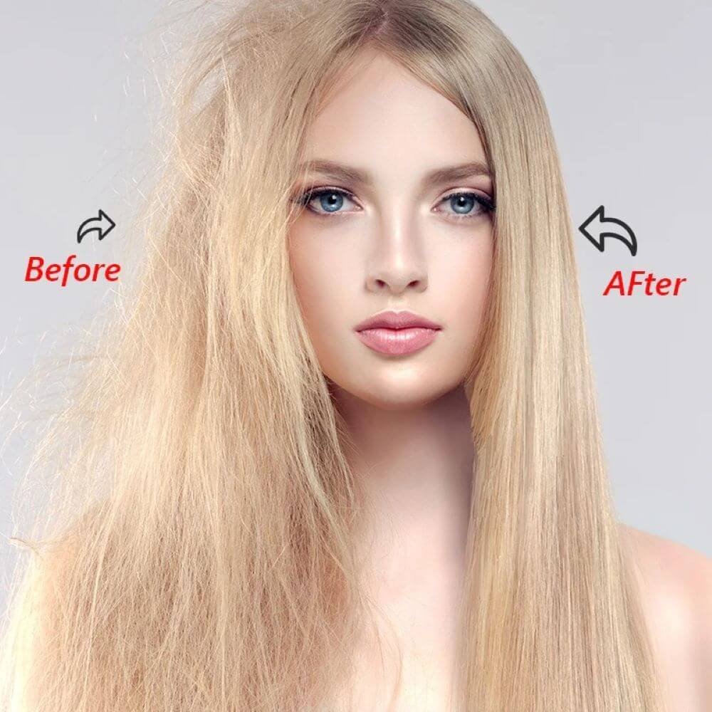 rotating hair brush dryer -before and after hair styling