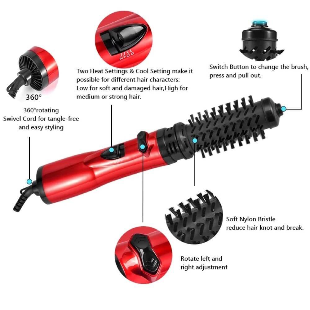 rotating hair brush dryer - components