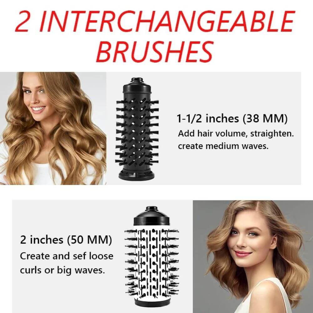 rotating hair brush dryer - interchangeable brushes