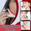 stainless steel gua sha - used on customer's face with red light